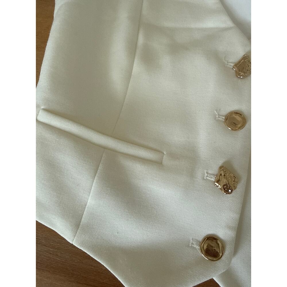 Christian Lacroix XS cream tailored vest cream distinct ornate gold buttons - Picture 4 of 5
